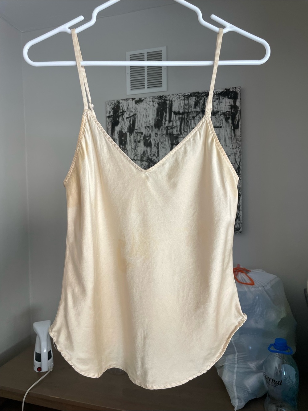 Reformation Satin Cream V-Neck Cami